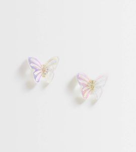 Kingsley Ryan Kingsley Ryan acrylic butter fly stud earrings in 14kt gold plated brass
