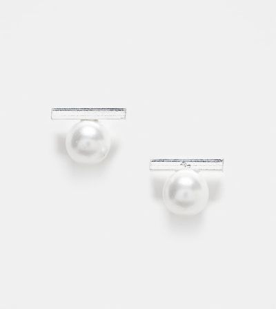 Kingsley Ryan Kingsley Ryan bar and pearl stud earrings in sterling silver