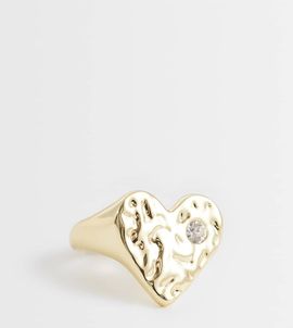 Kingsley Ryan Kingsley Ryan chunky gemset heart ring in 14ct gold plated