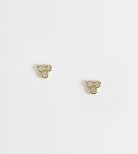 Kingsley Ryan Kingsley Ryan clear gem set cluster stud earrings in 14ct gold plated
