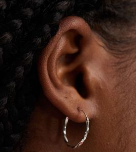 Kingsley Ryan Kingsley Ryan embossed 16mm hoop earrings in sterling silver