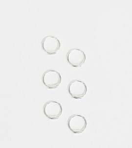 Kingsley Ryan Kingsley Ryan Exclusive 8mm set of 3 tiny hoop earrings in sterling silver