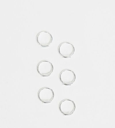 Kingsley Ryan Kingsley Ryan Exclusive 8mm set of 3 tiny hoop earrings in sterling silver