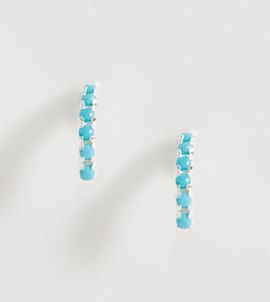 Kingsley Ryan Kingsley Ryan faux turquoise half hoop earrings in sterling silver