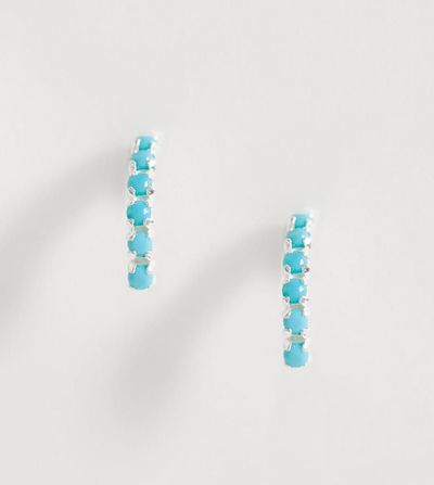 Kingsley Ryan Kingsley Ryan faux turquoise half hoop earrings in sterling silver