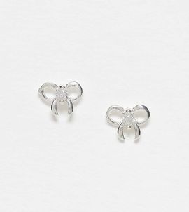 Kingsley Ryan Kingsley Ryan gemset bow stud earrings in sterling silver