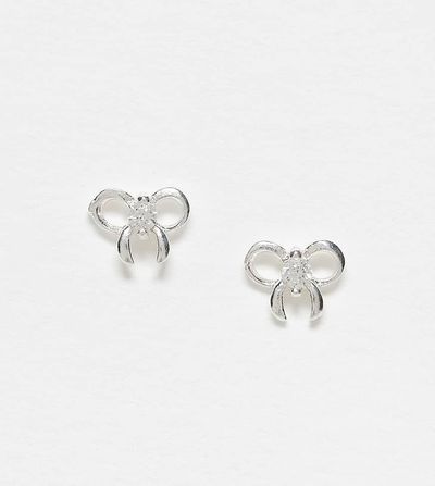 Kingsley Ryan Kingsley Ryan gemset bow stud earrings in sterling silver