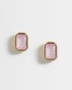 Kingsley Ryan Kingsley Ryan gemset rectangle stud in 14kt gold plated brass - 1