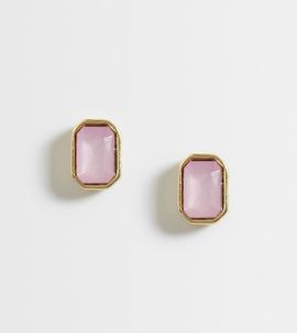 Kingsley Ryan Kingsley Ryan gemset rectangle stud in 14kt gold plated brass