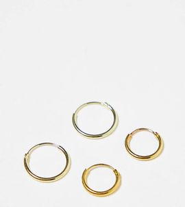 Kingsley Ryan Kingsley Ryan Gold Plated 10 and 12mm hoop earrings pack