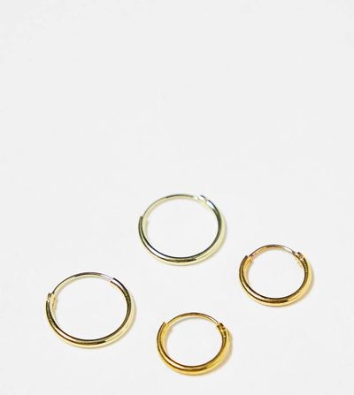 Kingsley Ryan Kingsley Ryan Gold Plated 10 and 12mm hoop earrings pack