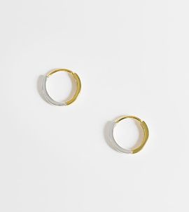 Kingsley Ryan Kingsley Ryan mixed metal square cut hoops in 14ct gold plated sterling silver