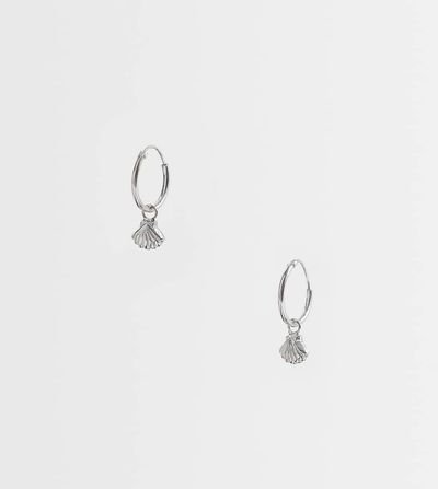 Kingsley Ryan Kingsley Ryan shell charm hoop earrings in sterling silver