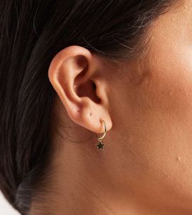 Kingsley Ryan Kingsley Ryan star drop hoop earrings in gold plated