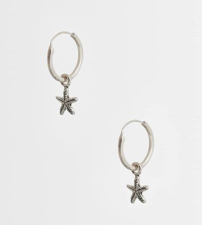 Kingsley Ryan Kingsley Ryan starfish charm hoop earrings in sterling silver