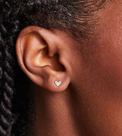 Kingsley Ryan Kingsley Ryan sterling silver crystal gem heart stud earrings