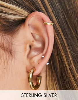 Kingsley Ryan Kingsley Ryan sterling silver gold plate feather minimal ear cuff