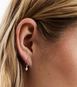 Kingsley Ryan Kingsley Ryan sterling silver hoop earrings with pearl charm