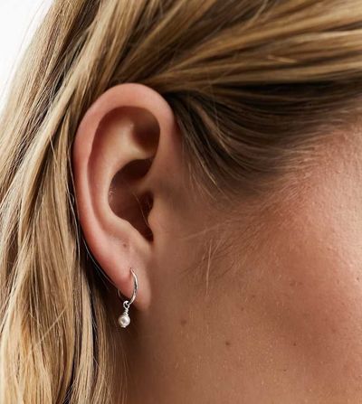 Kingsley Ryan Kingsley Ryan sterling silver hoop earrings with pearl charm