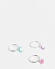 Kingsley Ryan Kingsley Ryan x3 pack pastel enamel huggie hoops in sterling silver-Purple - 1