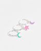 Kingsley Ryan Kingsley Ryan x3 pack pastel enamel huggie hoops in sterling silver-Purple - 2