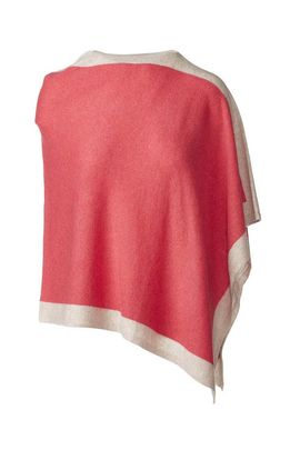 Kinross Cashmere Kinross Cashmere Contrast Border Poncho