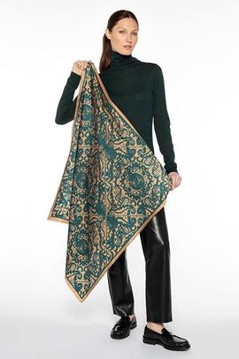 Kinross Cashmere Kinross Cashmere Lace Paisley Print Scarf