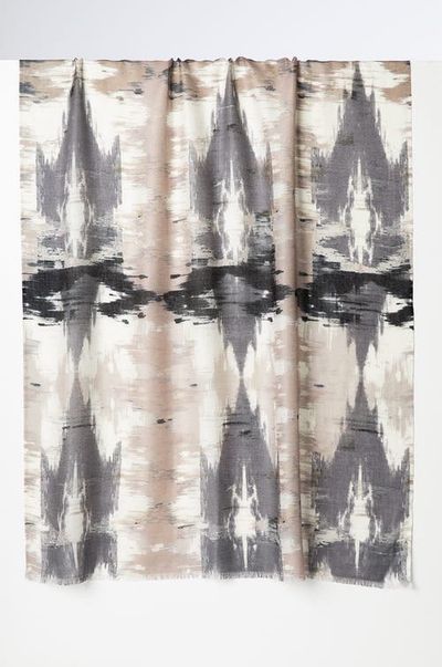 Kinross Cashmere Kinross Cashmere Natural Ikat Print Scarf