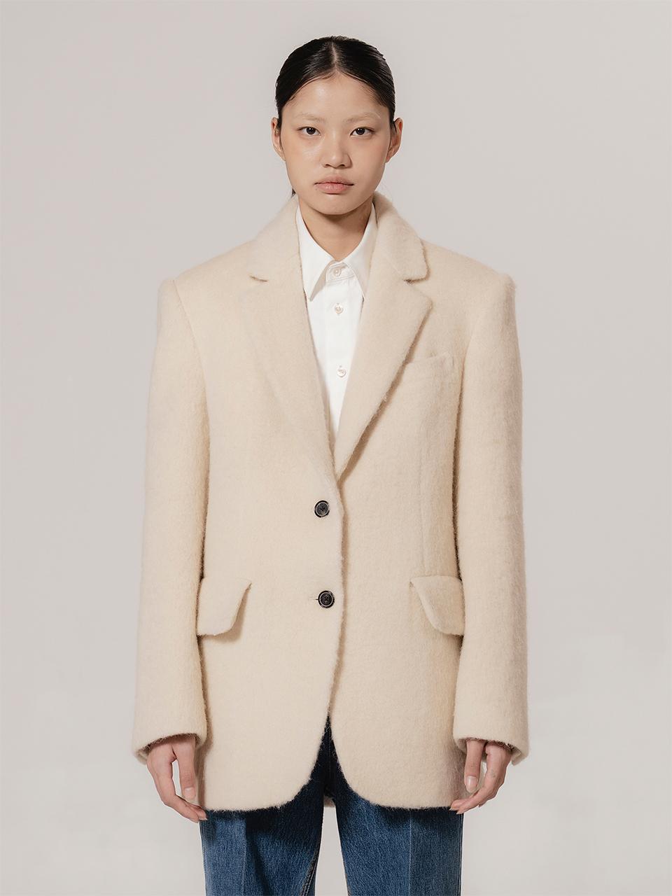 kiok Alpaca Hairy Oversized Teddy Jacket [Yellow]