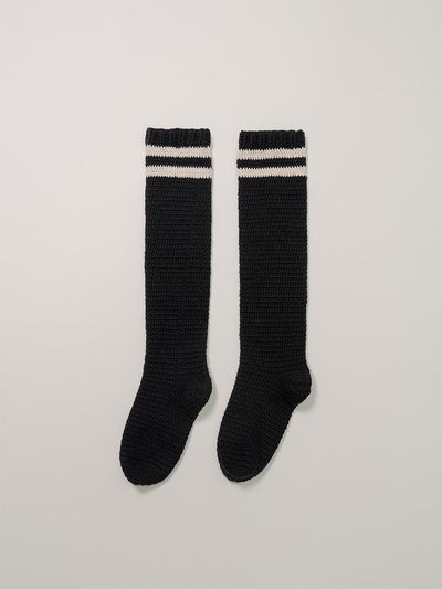 kiok Handmade Crochet Chunky Wool Below-Knee Socks