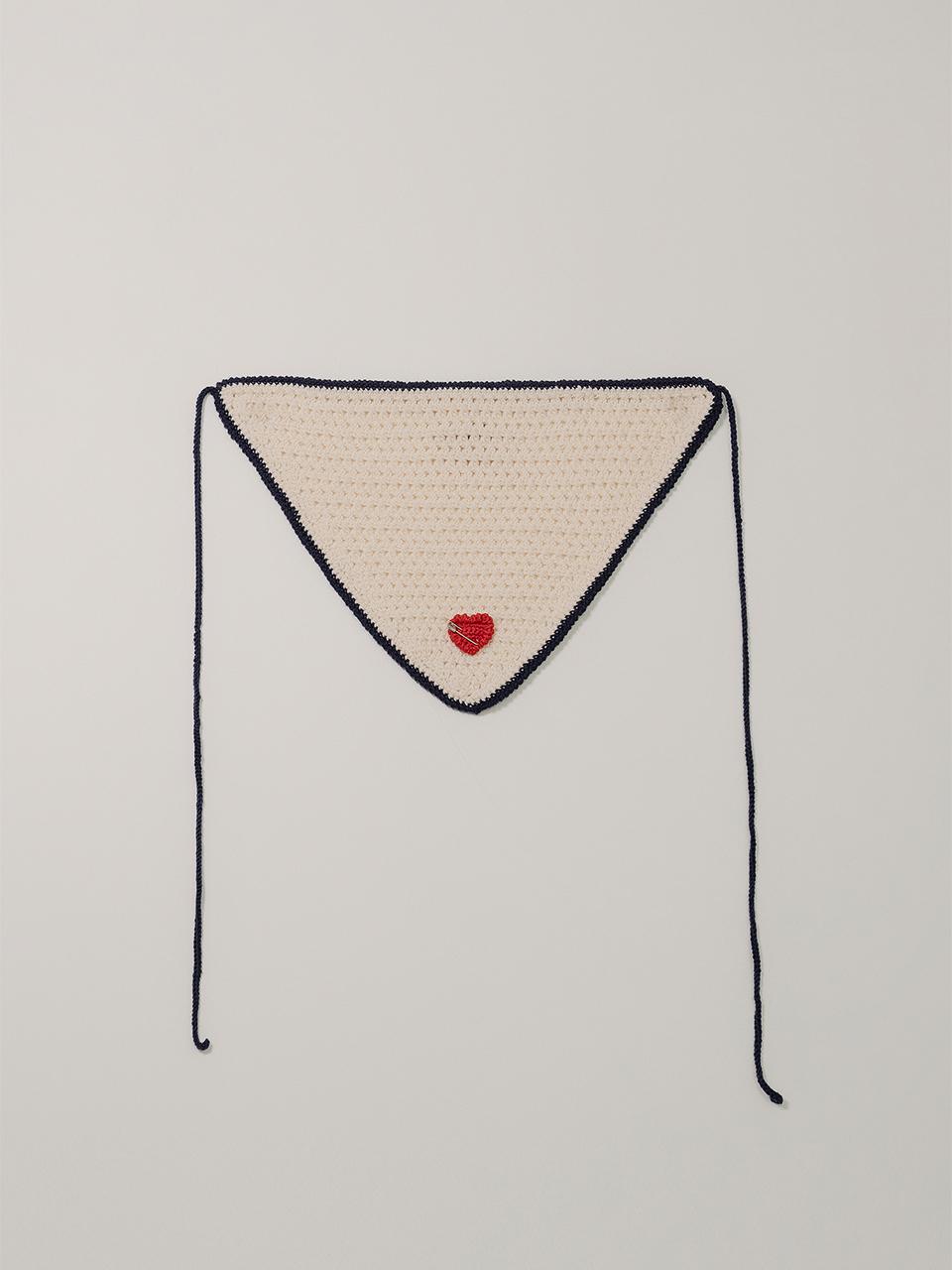 kiok Handmade Crochet Wool Heart Bandana [Beige]