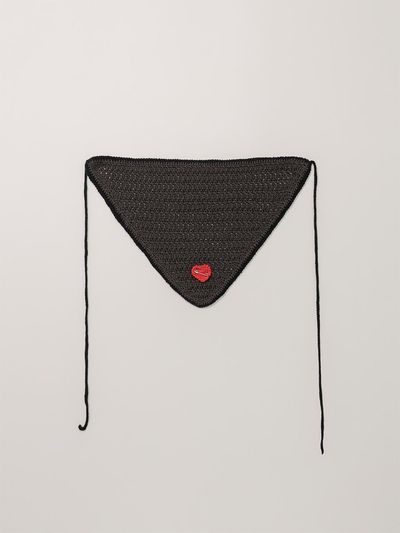 kiok Handmade Wool Crochet Heart Bandana [Bark]