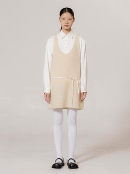 kiok Laced-up Wool Sleeveless U-neck Dress [Vanilla Veil]