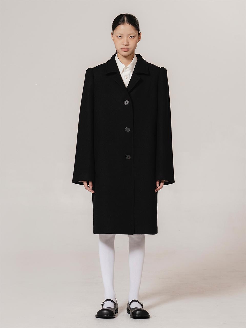 kiok Single-breasted Wool Structured Shoulder Stitch Detailed Coat