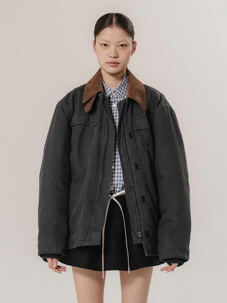 kiok Vintage Effect Oxford Insulated Jacket [Ink]