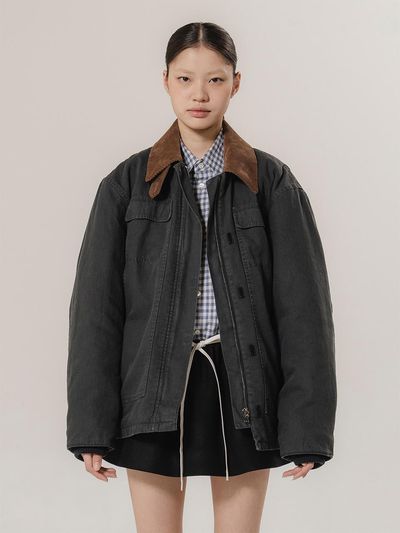 kiok Vintage Effect Oxford Insulated Jacket [Ink]
