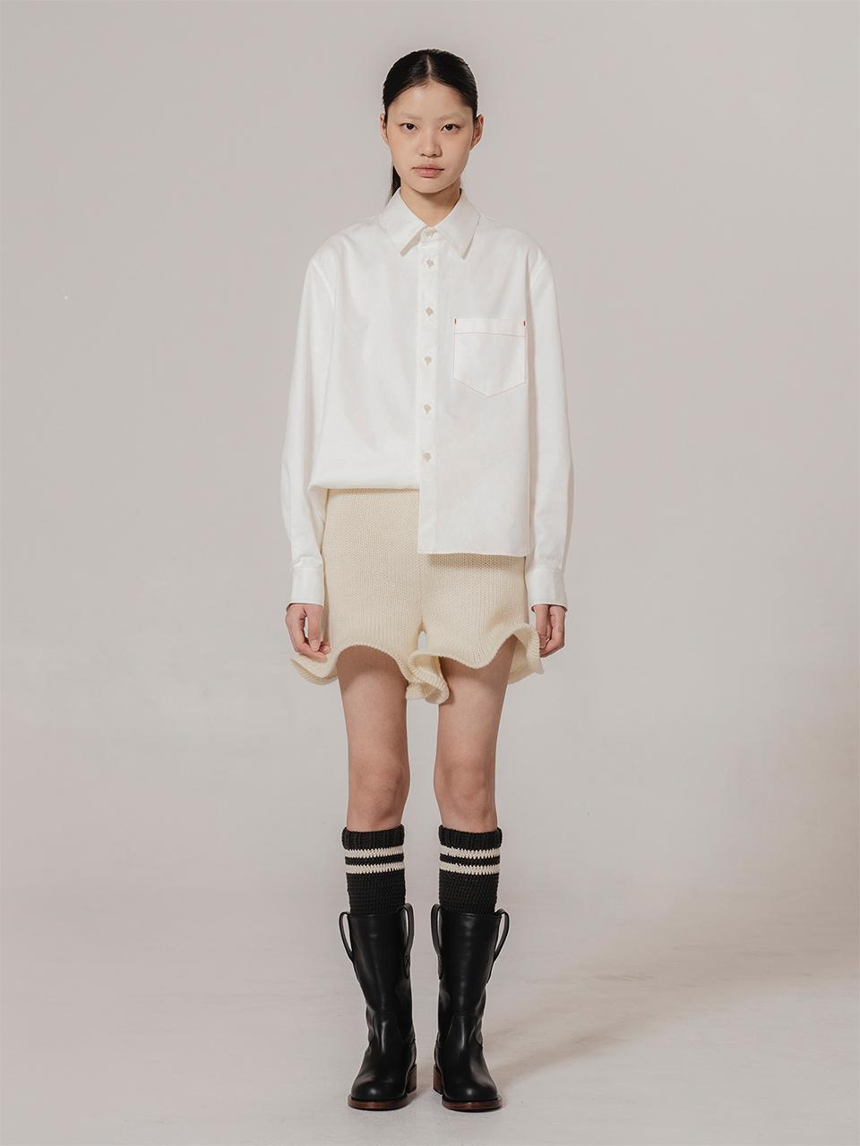 kiok Wavy Wool Blend Knit Shorts [Ecru]