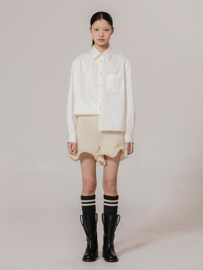 kiok Wavy Wool Blend Knit Shorts [Ecru]