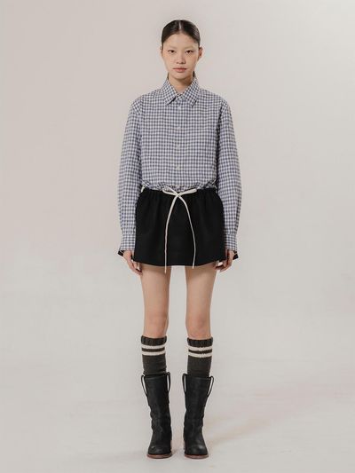kiok Wool Cashmere Tutu Mini Skirt [Noir]