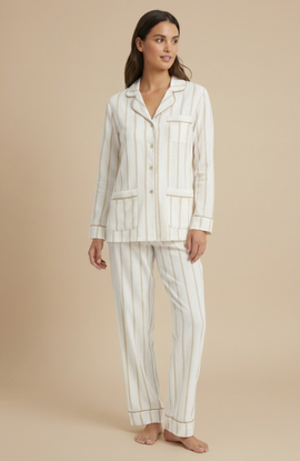 KIP KIP Luxe Stretch Cotton Pinstripe Pajama Set