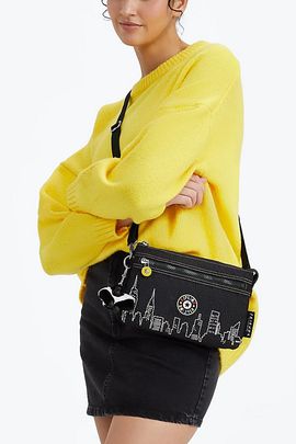 Kipling Kipling Friends Riri Zip Crossbody Bag in Skyline Black, Women's at Urban Outfitters