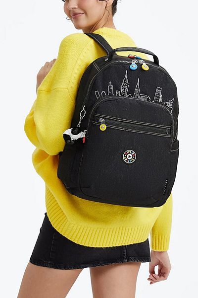 Kipling Kipling Friends Seoul Lap 15" Laptop Backpack in Skyline Black at Urban Outfitters