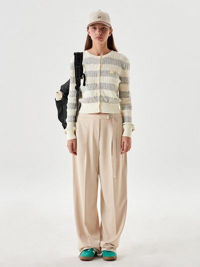 KIRSH Belted Pleated Pants - Beige