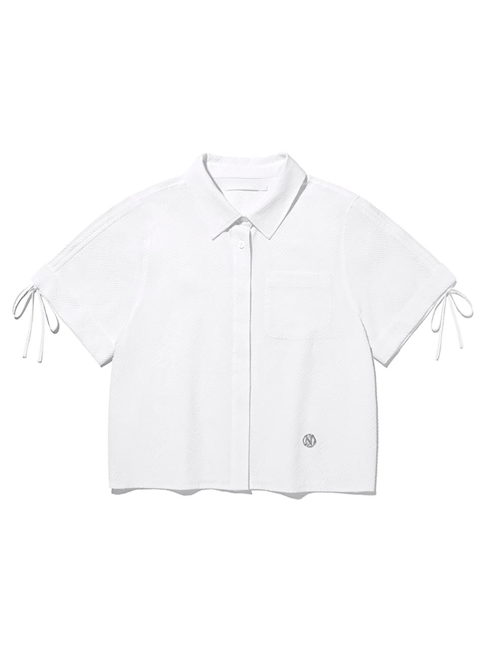 KIRSH Collection Crop Seersucker Short Shirt [White]