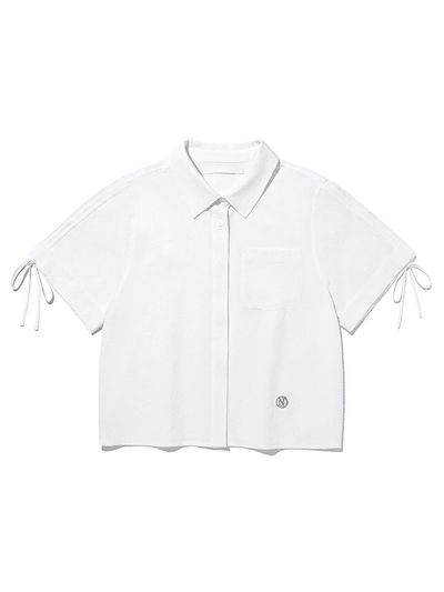 KIRSH Collection Crop Seersucker Short Shirt [White]
