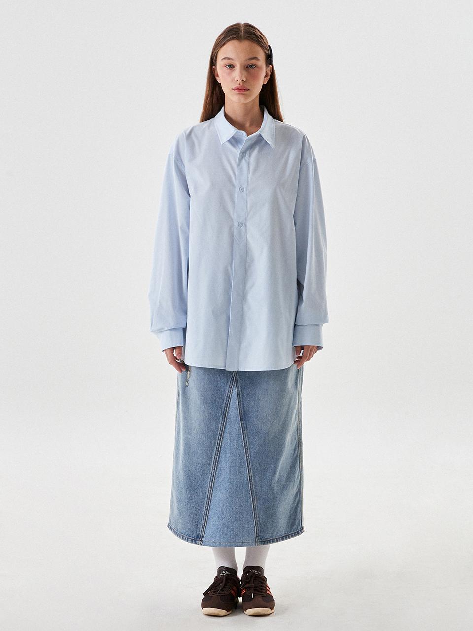 KIRSH Damage Washing Long Denim Skirt - Blue