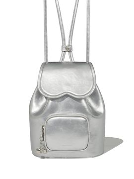 KIRSH Glossy PU Leather Signature Pocket Backpack [Silver]