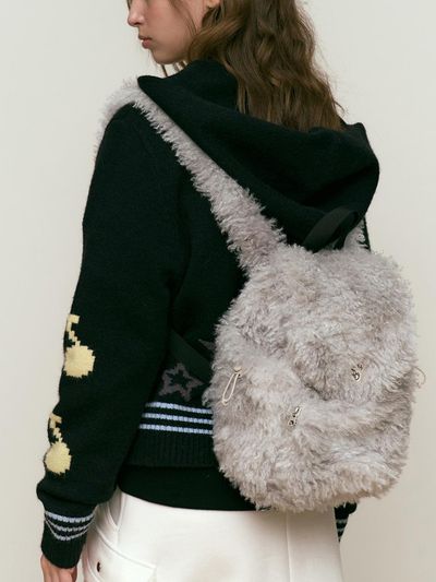 KIRSH RED Fur Mini Backpack [Light Gray]