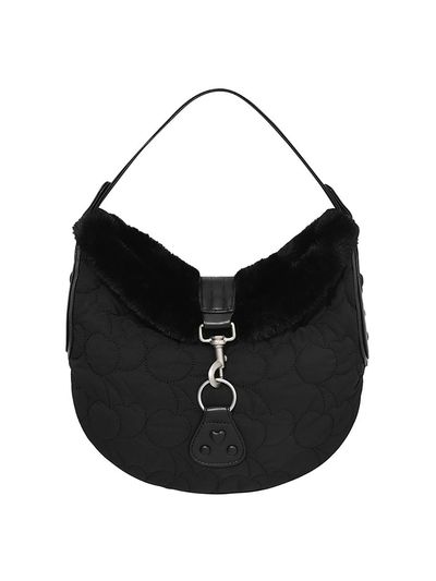 KIRSH RED Quilting Fur Handbag [Black]