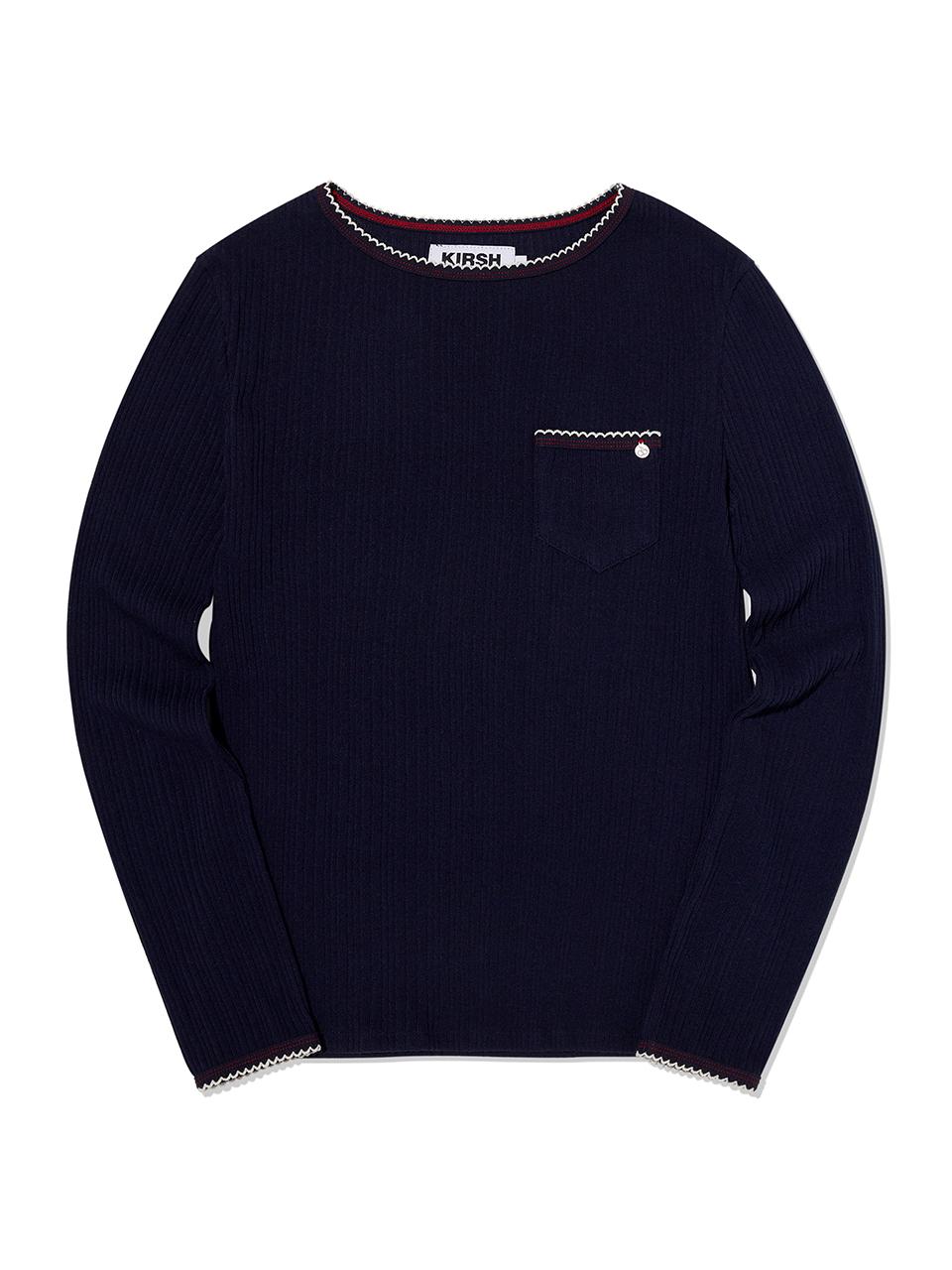 KIRSH Ribbed Long Sleeve T-shirt - Navy